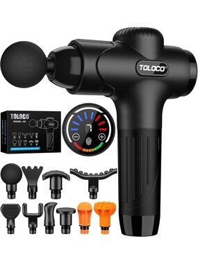 Deep Tissue Massage Gun with 10 Heads - Quiet Portable Electric Massager for